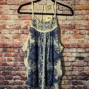 HPNWT Lucky Brand blue white tank